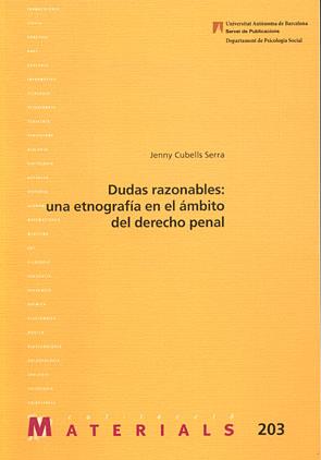 DUDAS RAZONABLES: UNA ETNOGRAFIA EN EL AMBITO DEL DERECHO PENAL | 9788449025655 | CUBELLS SERRA,JENNY
