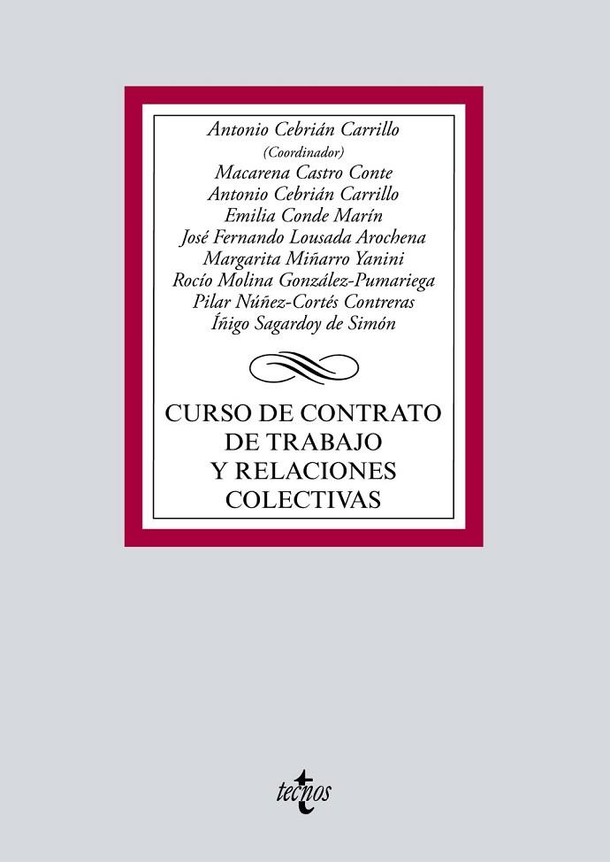 CURSO DE CONTRATO DE TRABAJO Y RELACIONES COLECTIVAS | 9788430976034 | CEBRIÁN CARRILLO, ANTONIO/CASTRO CONTE, MACARENA/CONDE MARÍN, EMILIA/MIÑARRO YANINI, MARGARITA/MOLIN