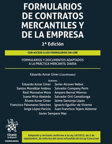 FORMULARIOS DE CONTRATOS MERCANTILES Y DE LA EMPRESA (2ª EDICIÓN) | 9788411475693 | VV.AA