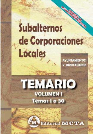 SUBALTERNOS DE CORPORACIONES LOCALES TEMARIO VOLUMEN I TEMAS 1 A 30 | 9788482195100