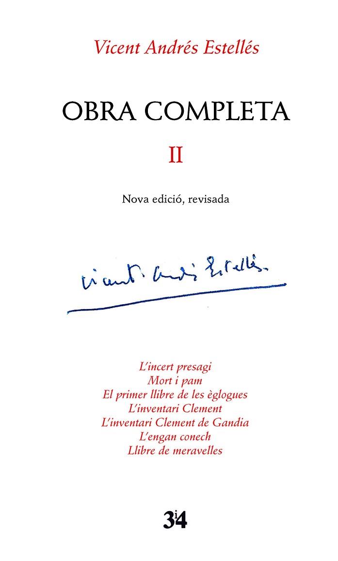 OBRA COMPLETA II | 9788475029696 | ANDRÉS ESTELLÉS, VICENT