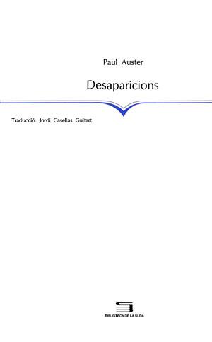 DESAPARICIONS (TRAD.JORDI CASELLAS GUITART) | 9788479352196 | AUSTER,PAUL (PREMIO PRINCIPE DE ASTURIAS 2006)