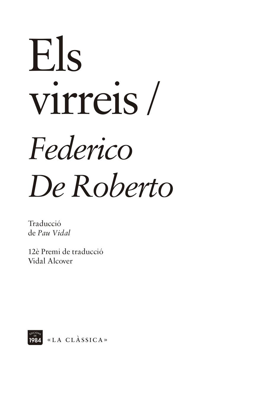 ELS VIRREIS | 9788416987832 | DE ROBERTO, FEDERICO