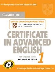 CAMBRIDGE CERTIFICATE IN ADVANCED ENGLISH 1 WITHOUT ANSWERS | 9780521714419 | CAMBRIDGE ESOL
