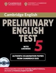 CAMBRIDGE PRELIMINARY ENGLISH TEST 5 WITH ANSWERS BOOK WITH 2 AUDIO CD,S | 9780521714396 | CAMBRIDGE ESOL