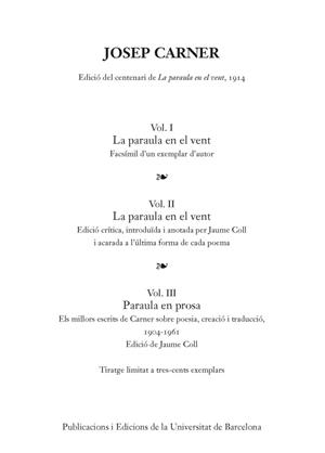 PARAULA EN EL VENT | 9788447542246 | CARNER,JOSEP