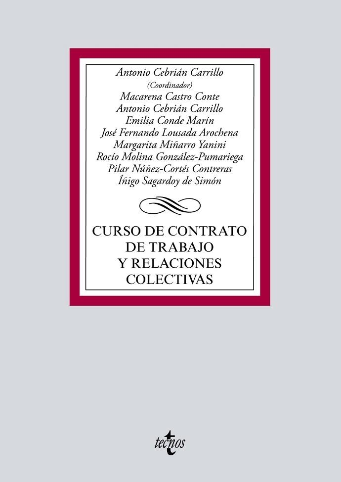 CURSO DE CONTRATO DE TRABAJO Y RELACIONES COLECTIVAS | 9788430976034 | CEBRIÁN CARRILLO, ANTONIO/CASTRO CONTE, MACARENA/CONDE MARÍN, EMILIA/MIÑARRO YANINI, MARGARITA/MOLIN