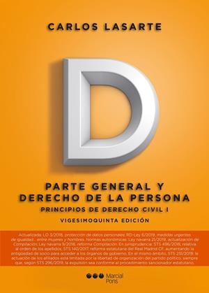 PRINCIPIOS DE DERECHO CIVIL 1 PARTE GENERAL Y DERECHO DE LA PERSONA | 9788491236719 | LASARTE ÁLVAREZ, CARLOS