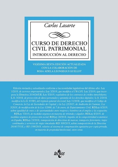 CURSO DE DERECHO CIVIL PATRIMONIAL. INTRODUCCIÓN AL DERECHO | 9788430979813 | LASARTE, CARLOS