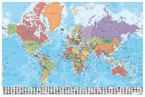 POSTER MAPA MUNDO ES FISICO POLITICO 91,50 CM X 61 CM | 8435107835644