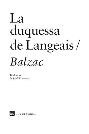 LA DUQUESSA DE LANGEAIS | 9788418858161 | BALZAC, HONORÉ DE