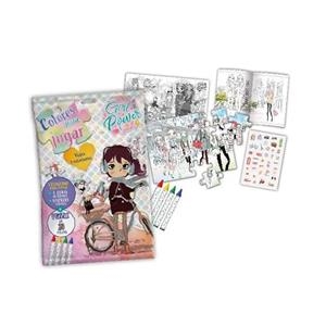 COLORES PARA JUGAR GIRL POWER VIAJES Y ESTACIONES CUADERNO DE PINTAR + CERAS DE COLORES + STICKERS + PUZLE | 8424248920470