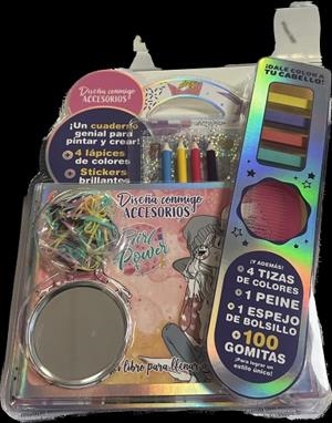 DISEÑA CONMIGO ACCESORIOS. UN CUADERNO GENIAL PARA PINTAR Y CREAR + 4 LAPICES + STICKERS BRILLANTES | 8424248921538