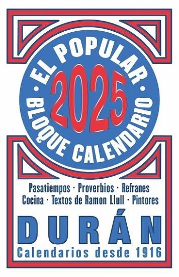 BLOQUE CALENDARIO DURÁN 2025 | 9788412745528