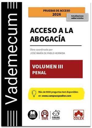 VADEMECUM ACCESO A LA ABOGACÍA. VOLUMEN III. PARTE ESPECÍFICA PENAL | 9791370114534 | IBERLEY, DEPARTAMENTO DE DOCUMENTACIÓN