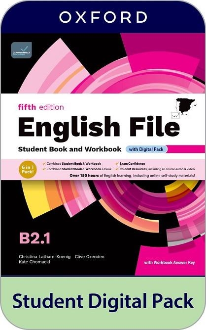 ENGLISH FILE 5TH EDITION B2.1. STUDENT'S BOOK AND WORKBOOK AND DIGITAL WITH KEY | 9780194143097 | LATHAM-KOENIG, CHRISTINA/OXENDEN, CLIVE/CHOMACKI, KATE